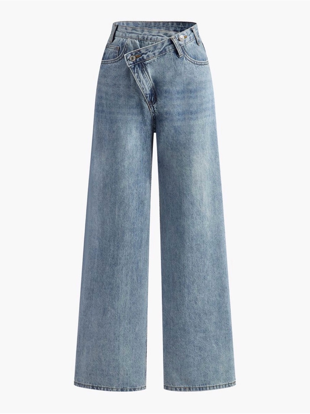 Asymmetric wide leg jeans